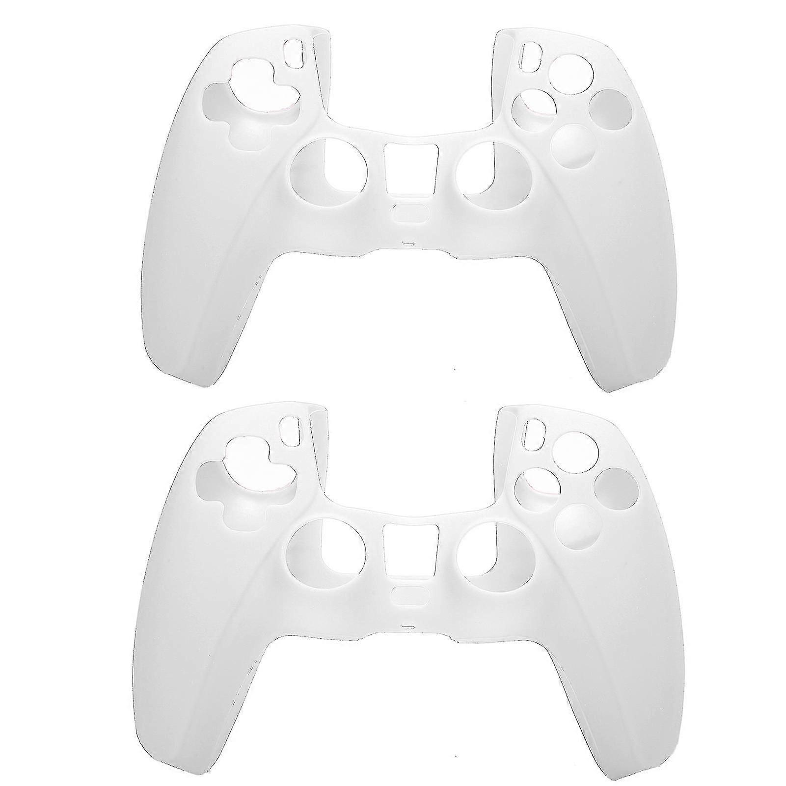 PS5 Gamepad Silicone Case Cover - 2pcs White Protective Dustproof Skin for Game Controller