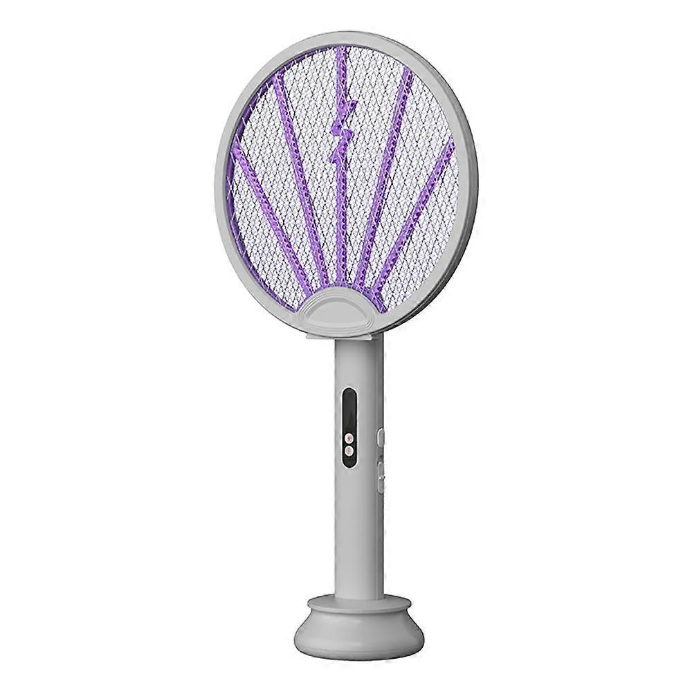 Electric Fly Swatter Racket, 2-in-1 Intelligent Bug Zapper with USB Rechargeable Base, Foldable Bug Zapper Racket with 5-layer Safety Mesh for RV, Hom