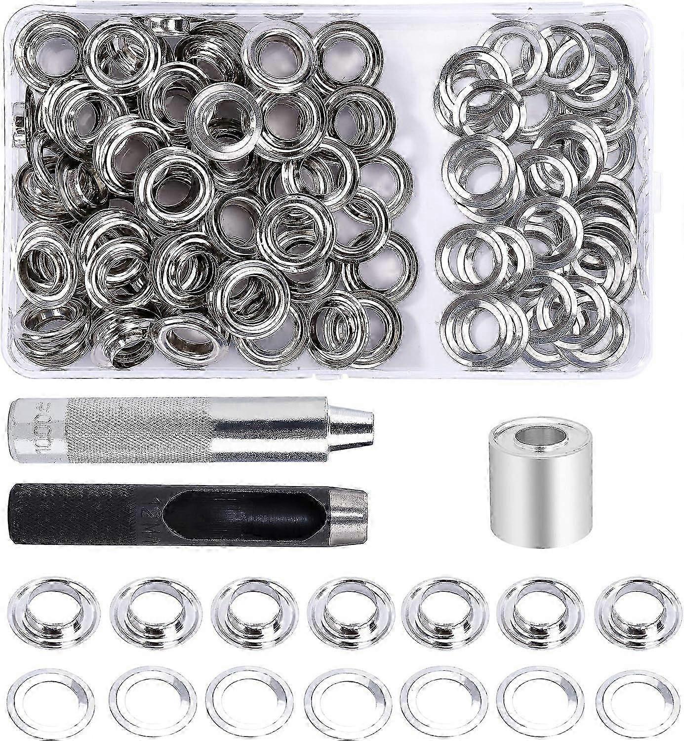Grommet Eyelets Tool Kit 12Mm 100 Sets Grommet Eyelets With 3Pcs Grommet Eyelet Tools And Diy Craft Fabric Tarp Storage Box
