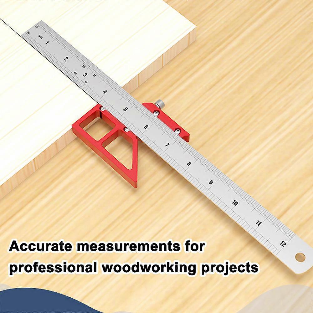 Center Scriber Vertical Line 45° Angle Right Angle Gauge Multifunctional Stainless Steel Woodworking Measuring Ruler Carpenter Accessory