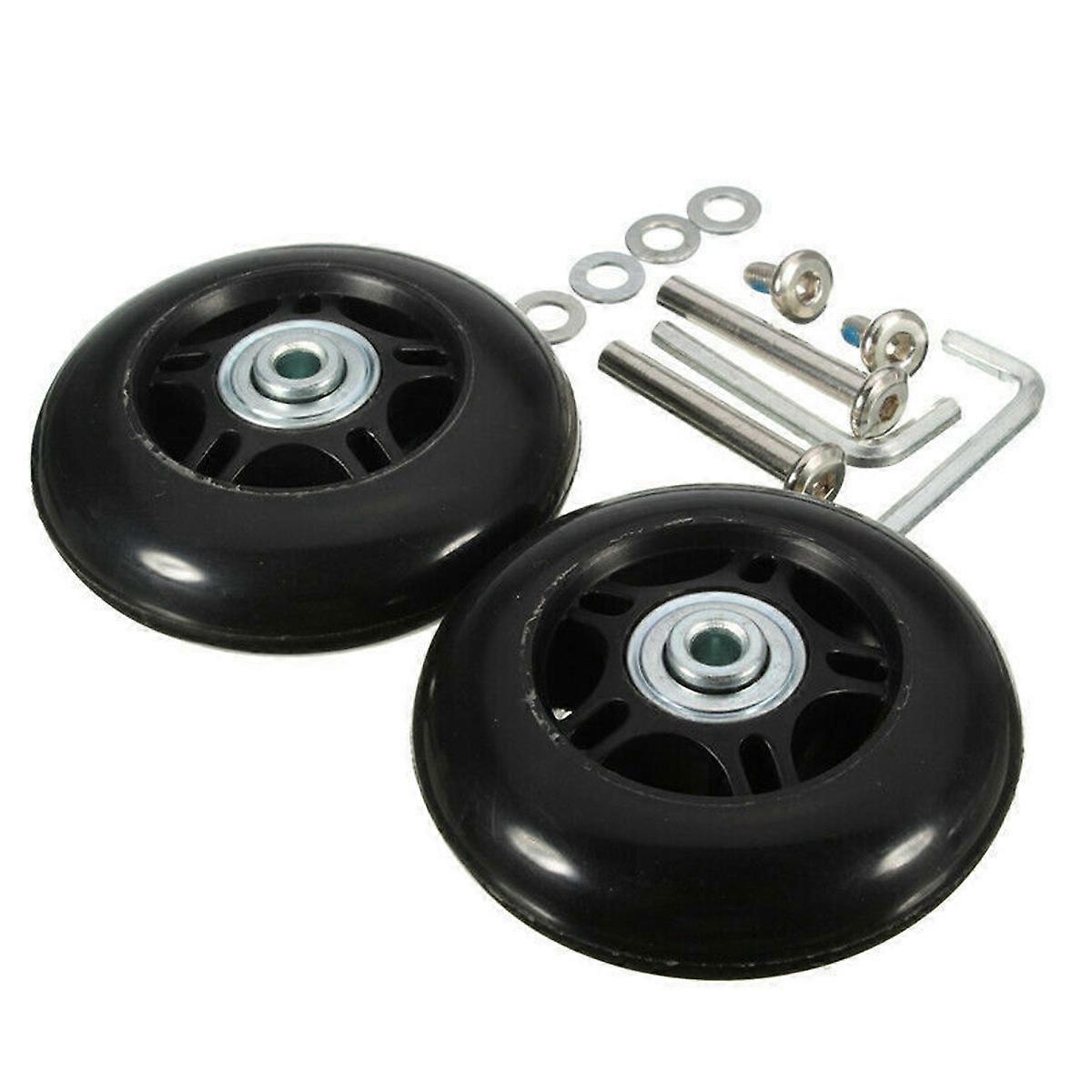 Set of 2 Replacement Suitcase Wheels with Black Axles 40mm 18mm Universal Suitcase Wheel