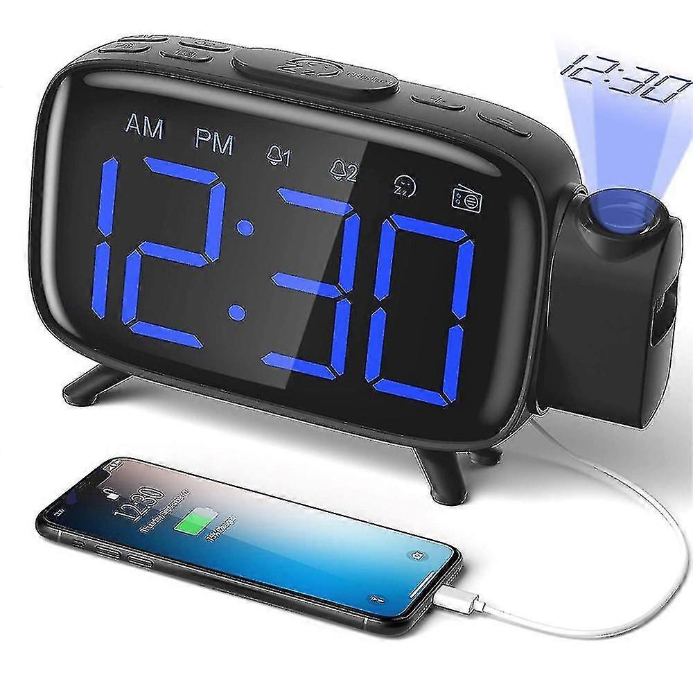 Projection Alarm Clock Seven Groups Of Alarm Clock Led Large Screen Display Temperature And Humidity Electronic Clock
