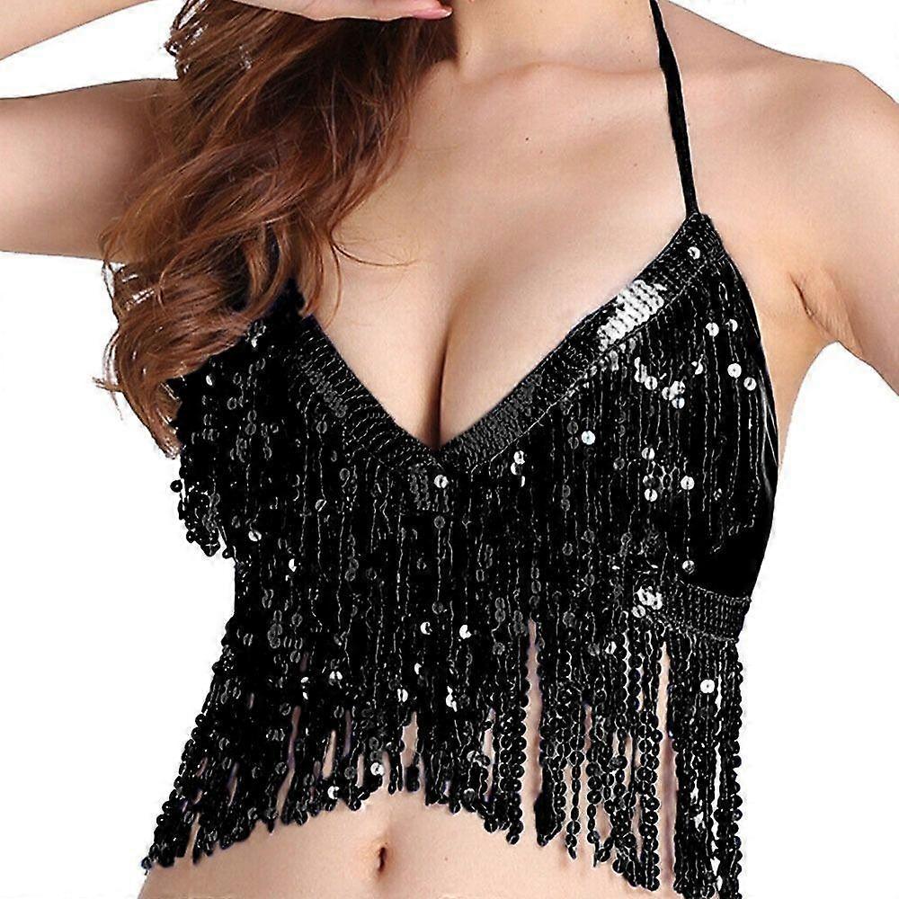 Tassel Belly Dance Bra Sequin Show Costumes Charming Performance Top Women