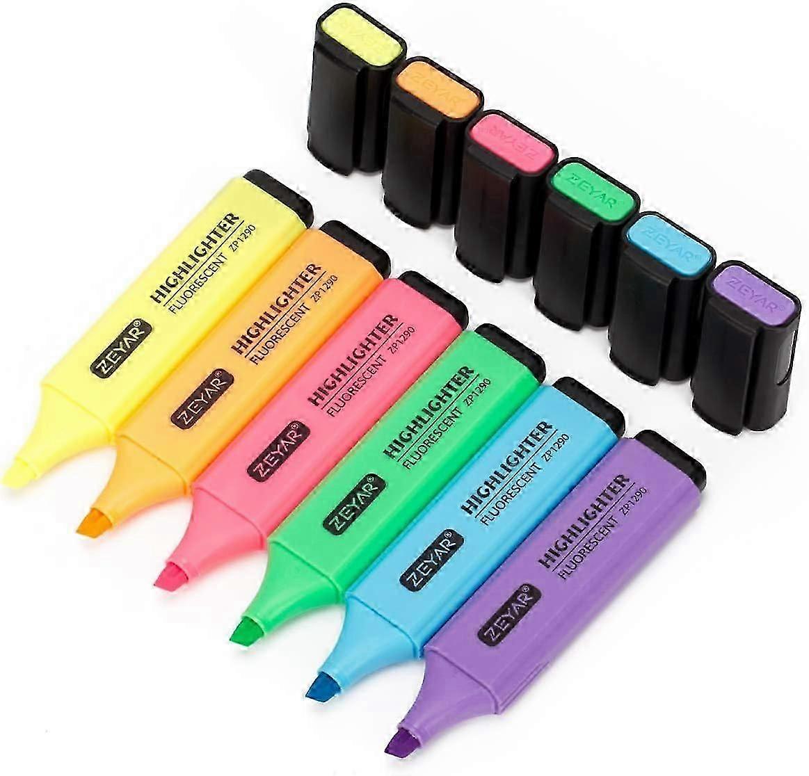 ZEYAR Highlighter Pen, Cream Colors Chisel Tip, Aesthetic Highlighter Marker, Water Based, Quick Dry, No Bleed(6 candies Colors)