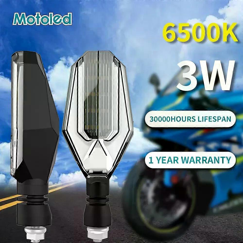 Motoled 2 Pcs Universal LED Motorcycle Turn Signals Lights Bulbs Water Flowing Blinker Amber Signals Daytime Moto Indicator Lamp