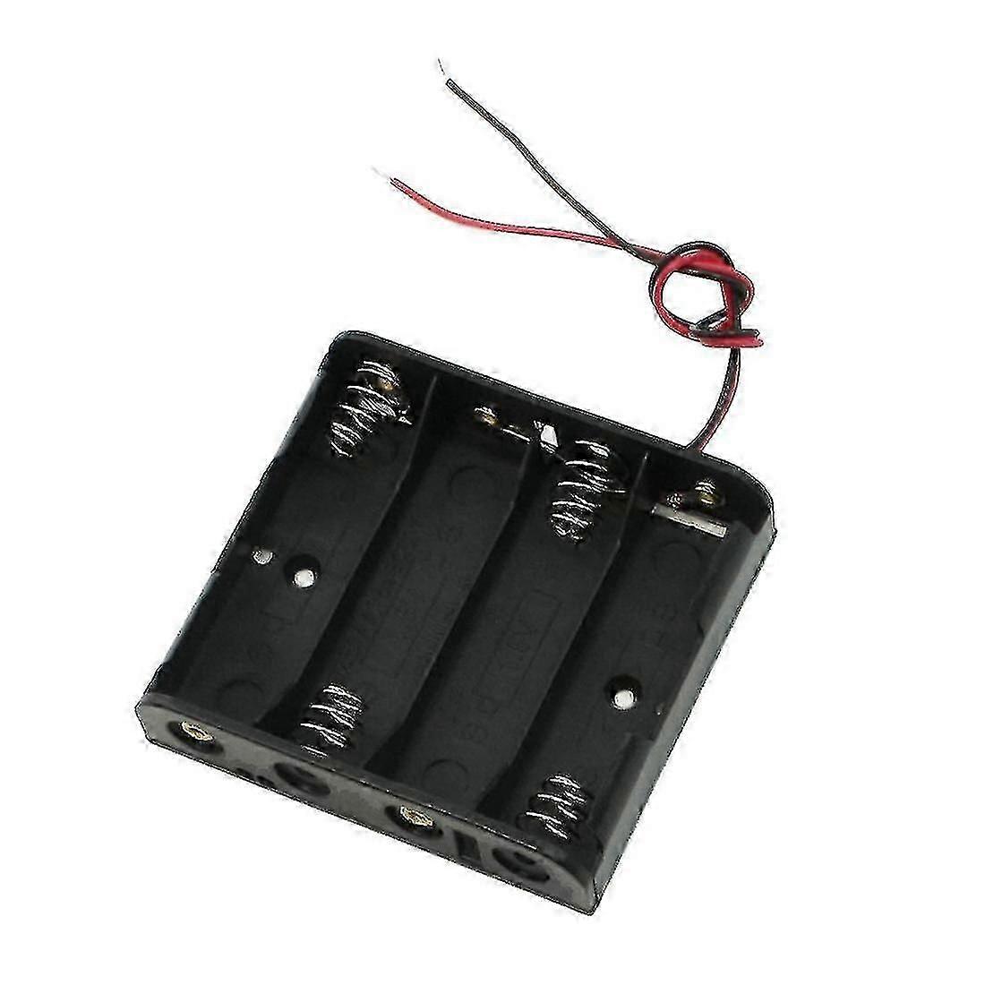 Black Plastic Case 4 X 1.5v Aa Battery Holder Wire Leads