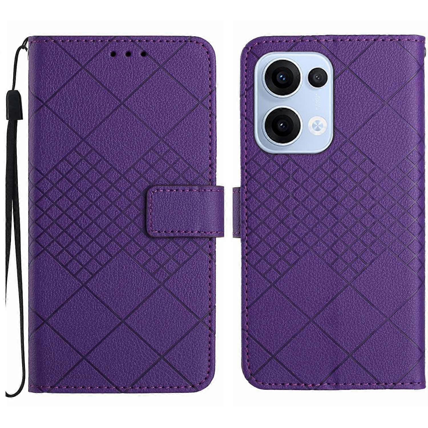 Rhombic Grid Texture Leather Phone Case
