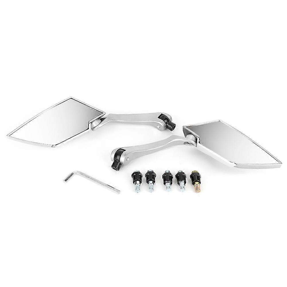 Pair of Universal Motorcycle Rhombus Reflective Rearview Mirror Modified Accessory(White)