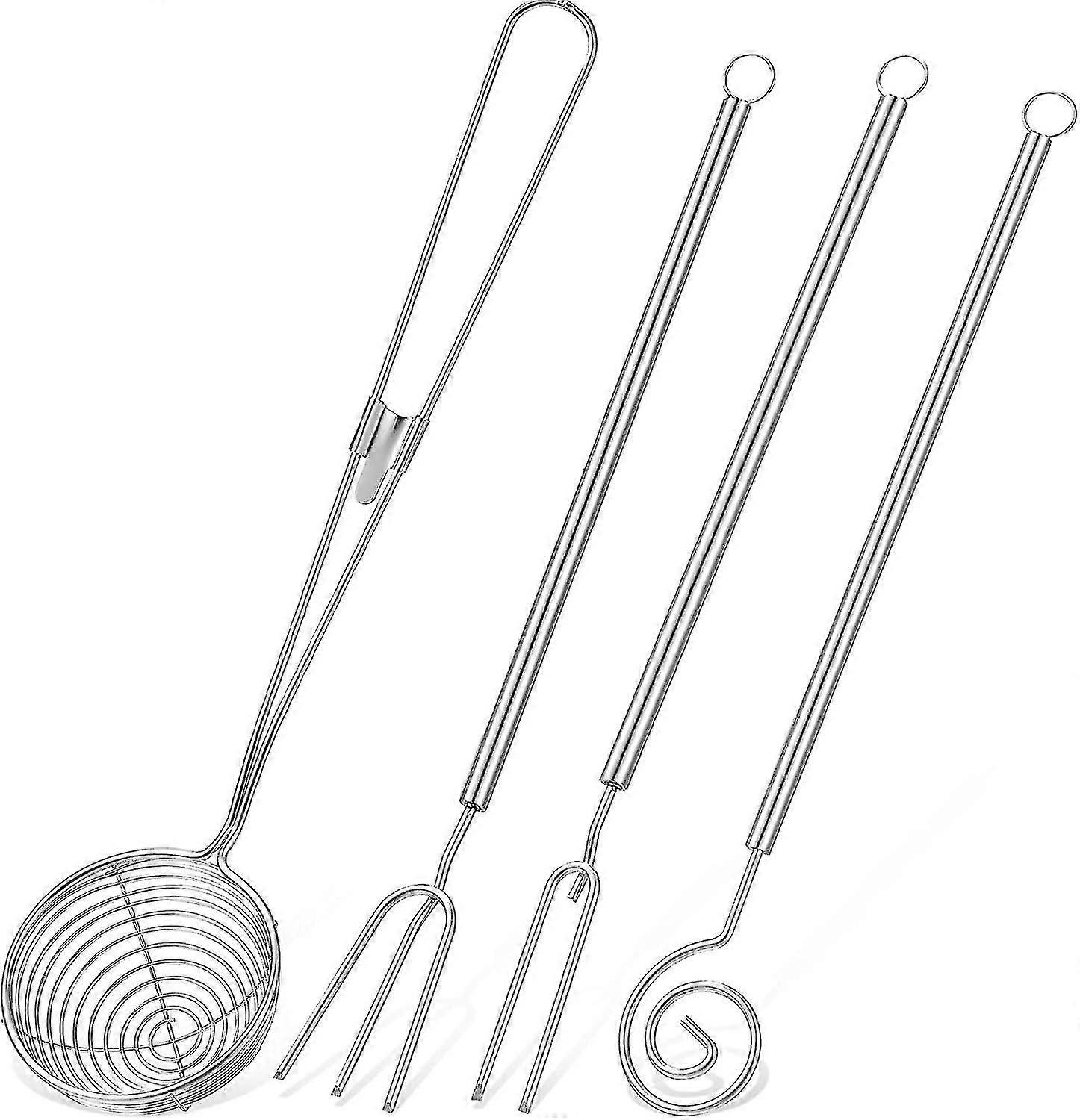 2025 New 4 Pieces Candy Dipping Tools Set Chocolate Dipping Set 3-prong Dipping Fork, Fondue Fork, Spear, Slotted Spoon For Handmade Chocolates, Prali