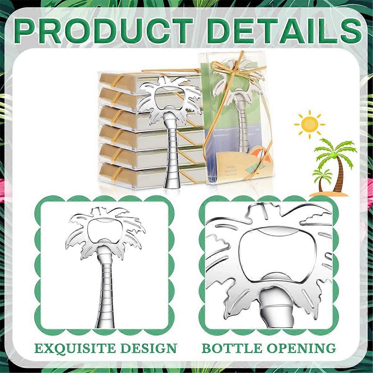 10pcs Coconut Tree Bottle Opener for Wedding Favor Supplies Silver