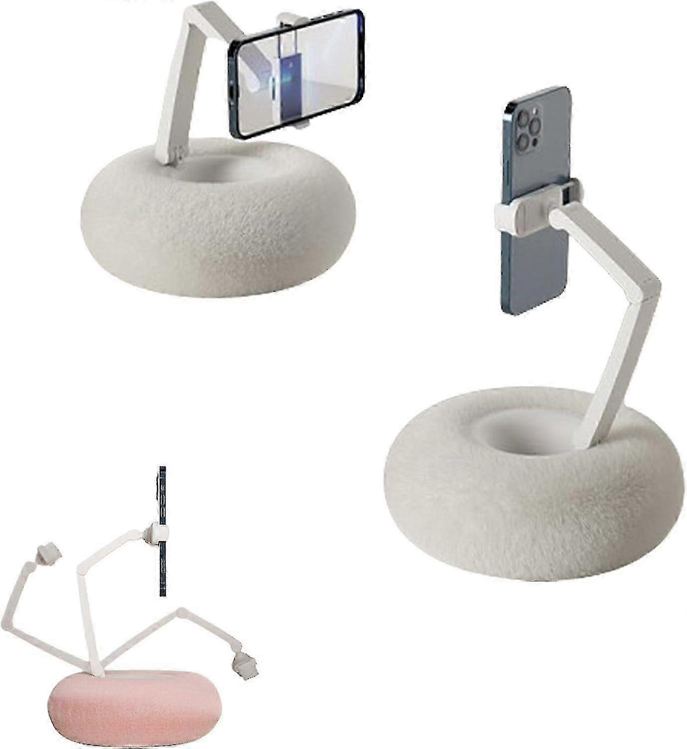 Adjustable Plush Pillow Stand for Phone & Kindle Fuzzy Bowl Design