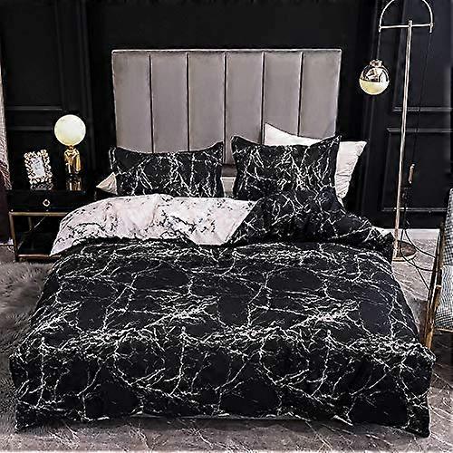 Black and White Marble Reversible Pattern Duvet Cover for  Bedding Modern Microfiber Comforter Cover Queen Size