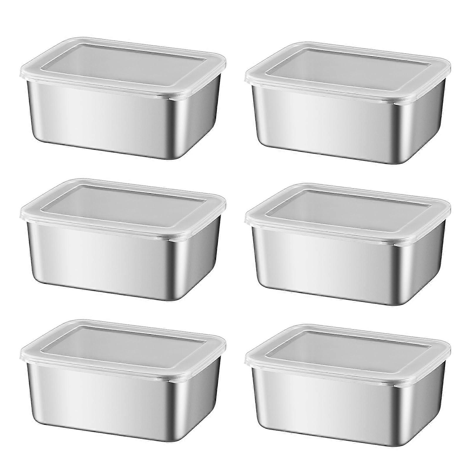 6 PCS Stainless Steel Snack Containers with Transparent Lids, Stackable Leak Proof Small Food Storage Boxes for Kids and Adults