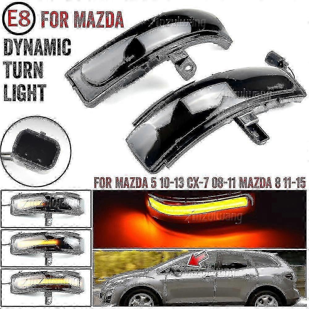 2pcs For For Mazda Cx-7 Cx7 2008-2014 For Mazda 8 Mpv Dynamic Led Side Mirror Blinker Flowing Light Turn Signal Indicator Lamp Boris