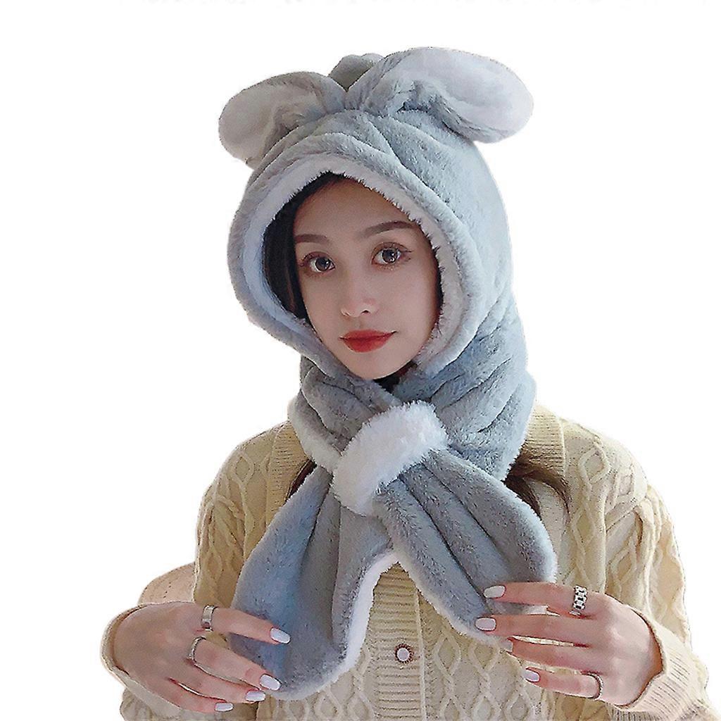 Fashion Cute Ear Hat for w/ Scarf Kawaii Hoodie Cap Furry Hat