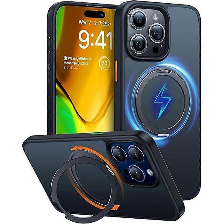TORRAS Compatible For iPhone 15 Pro Case Compatible with MagSafe Rotating Kickstand PC+TPU Phone Cover
