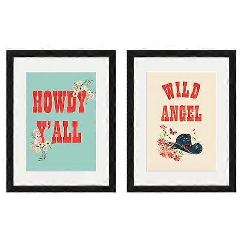 Louise Nisbet Howdy Y'All Wild Angel Framed Print Set (Pack of 2)