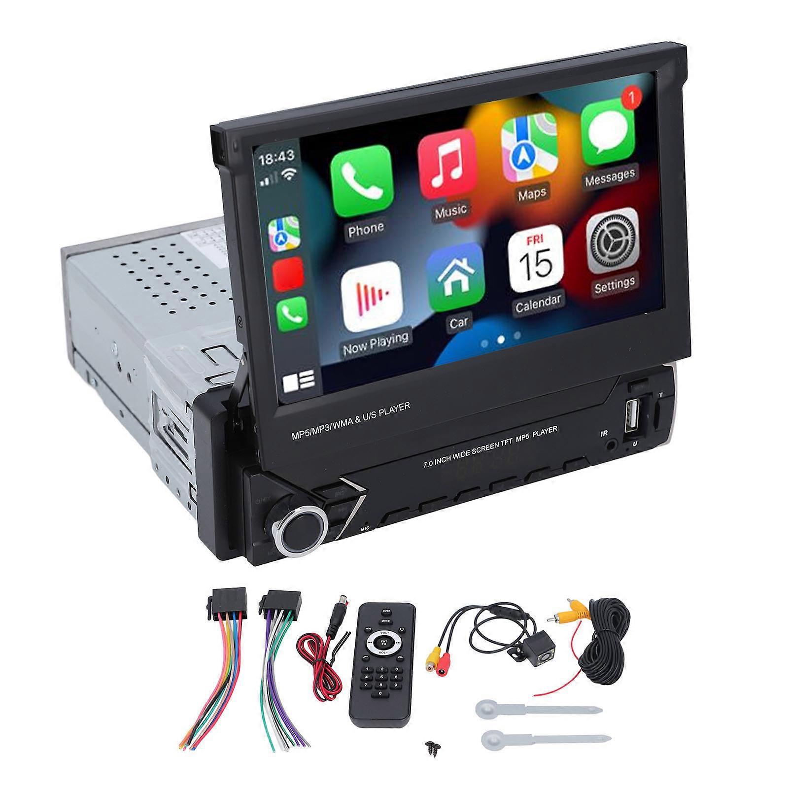 Car MP5 Player 7in TFT Display RDS FM AM BT Multimedia Player with 12 LEDs Camera for Carplay
