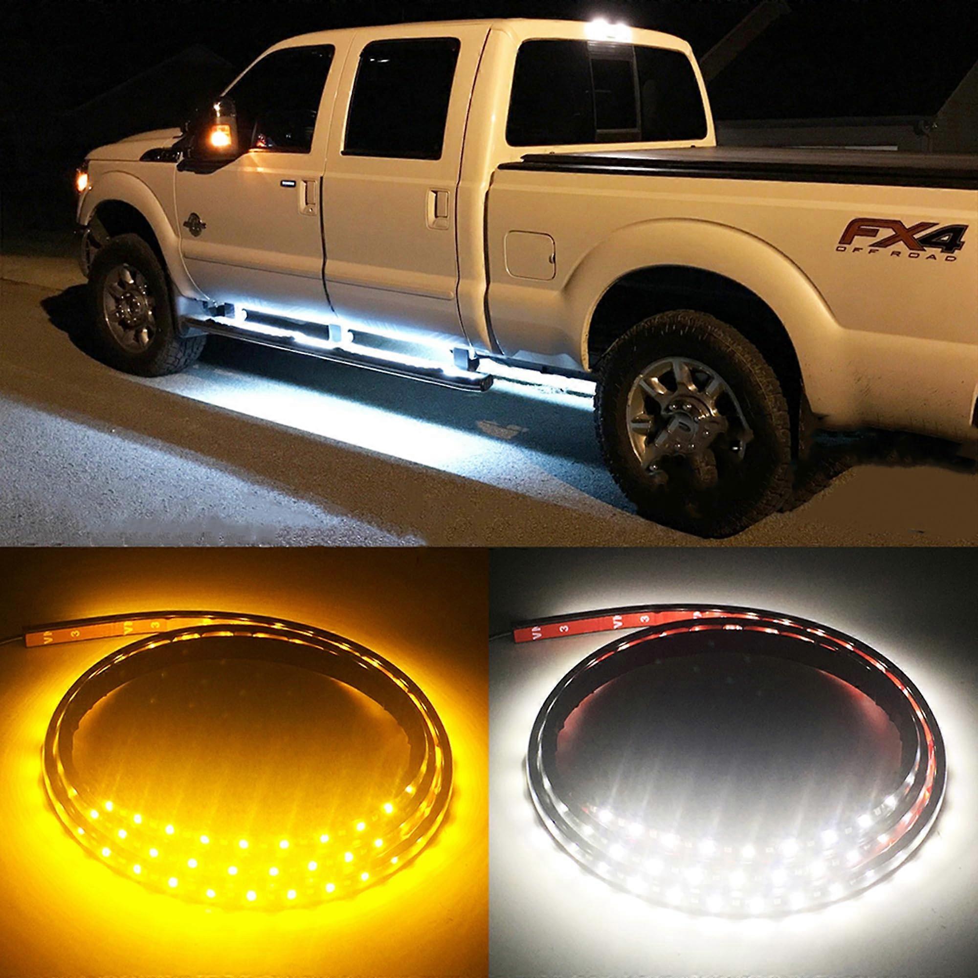 70 Inch IP68 LED Truck Running Lights - 2PCS Flexible White & Amber Side Marker Turn Signal Combo Kit