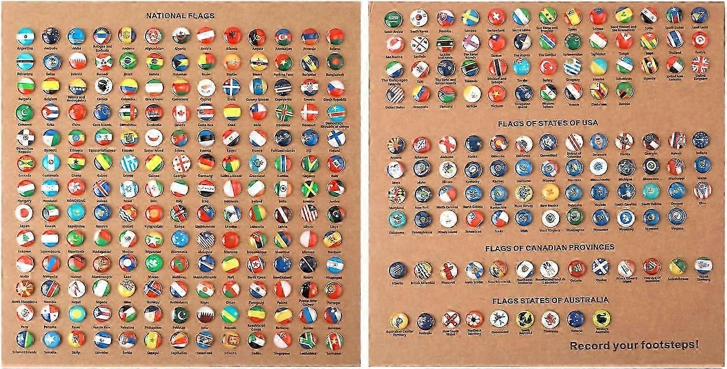 291pcs National Flag Thumb Tacks, Creative Country Flag Push Pins With Cork Board Push Pin