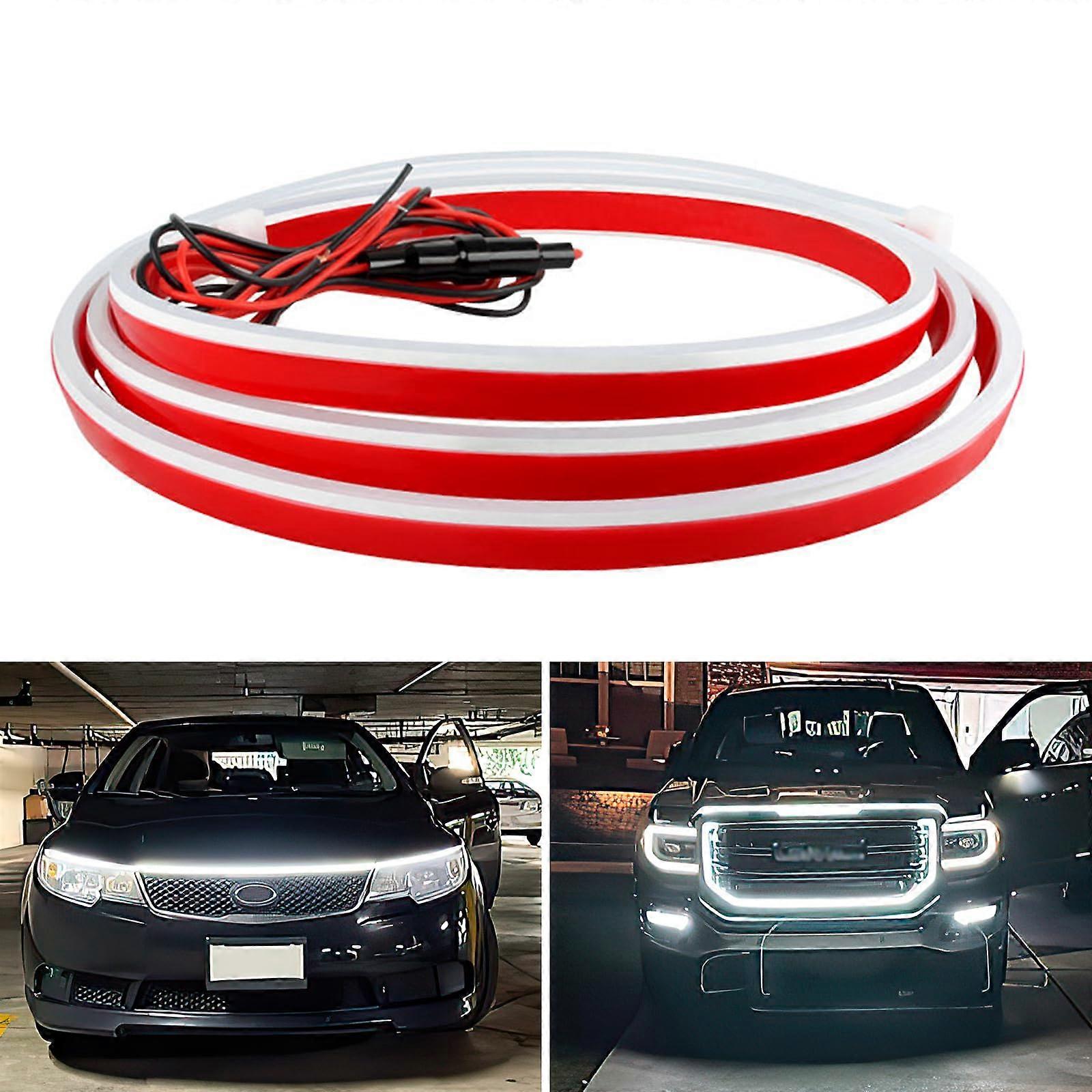94' Inch Dynamic Scan Start Up Car LED Under Hood Light Strip Glow Daytime Running Light(White)