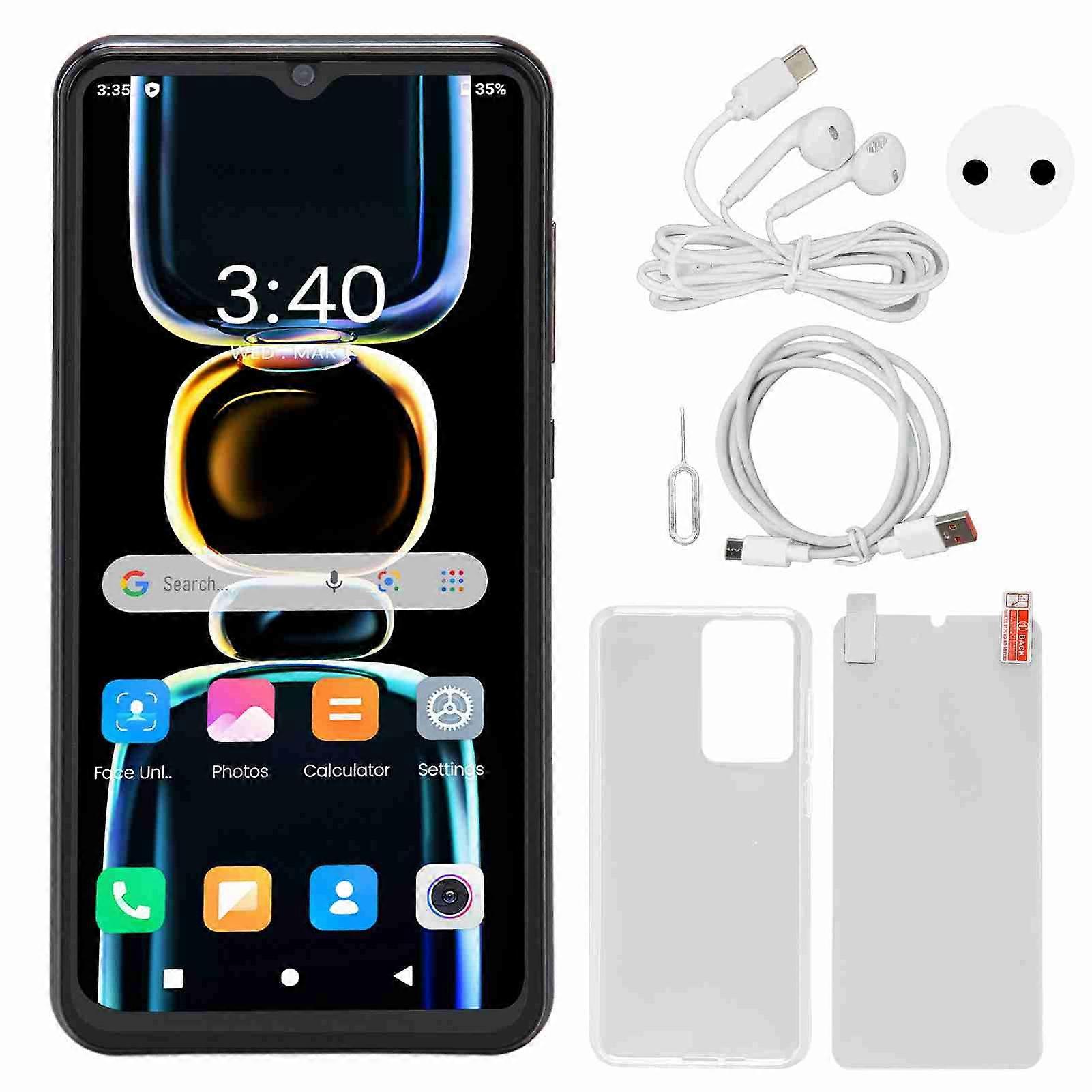 K60pro 6.53in هاتف محمول أسود عالي الدقة ملء الشاشة خلية مقفلة 4G 5G WIFI الهاتف المحمول لنظام Android 12