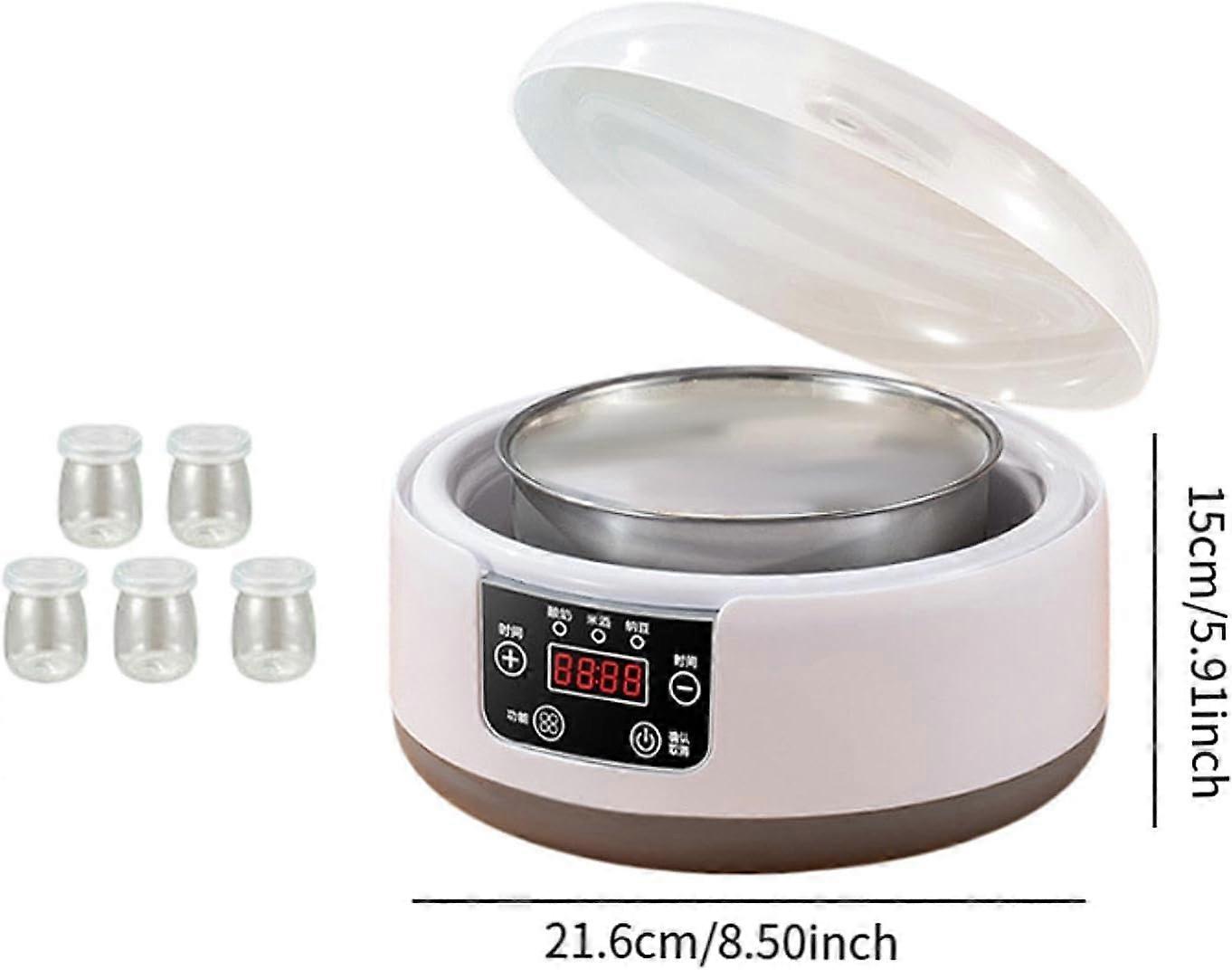 Digital Yogurt Maker with 5 Glass Jars Natto Maker DIY Household Electric Yogurt Machine Stainless Steel Inner Pot for Party