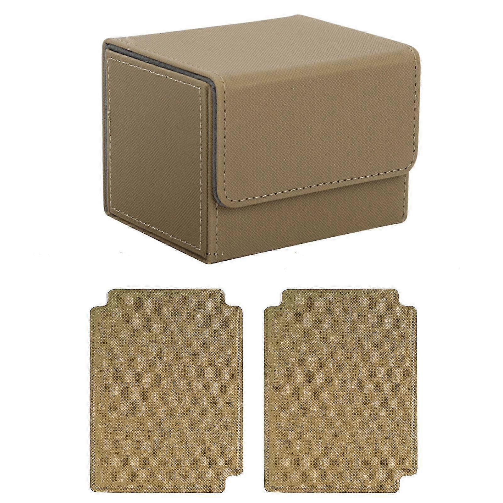 Trading Card Deck Box Cards Case Sturdy Game Cards Protector with 2 Dividers-color: brown