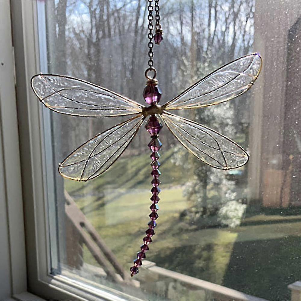 Rainbow-Creating Dragonfly-Shape Window Decorative Hanging Glass Ornament