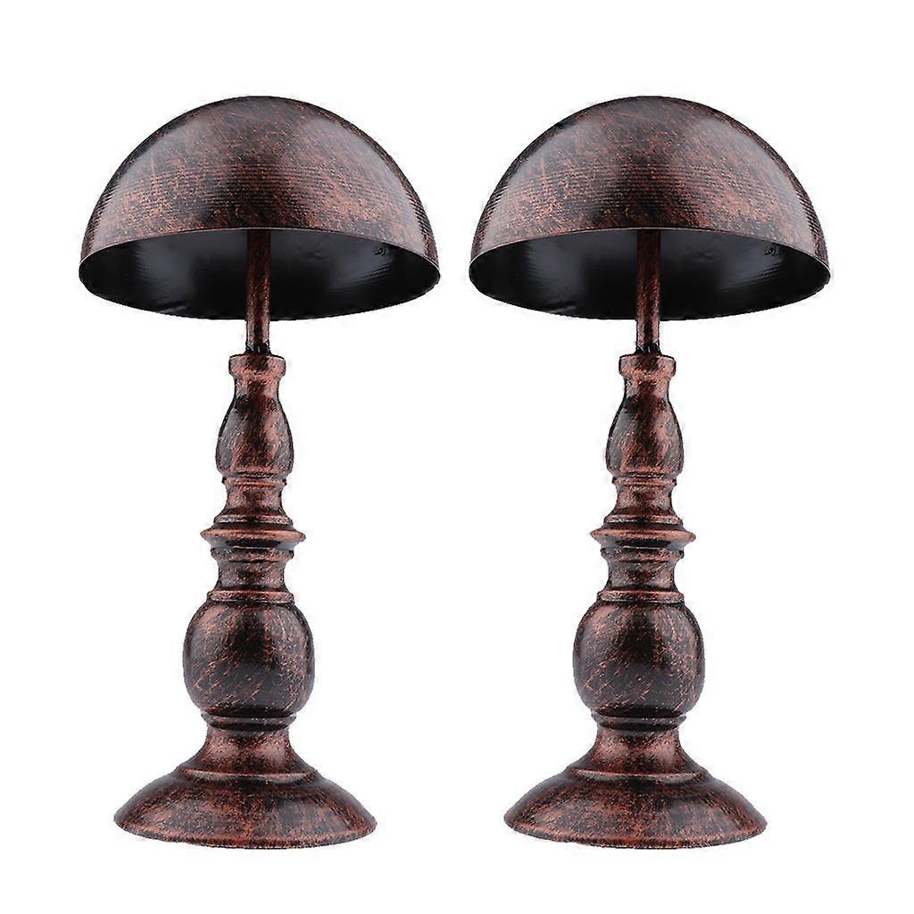 2x Retro Wig Hanger Metal Caps Display Stand Rack for All Wigs & Hats Bronze