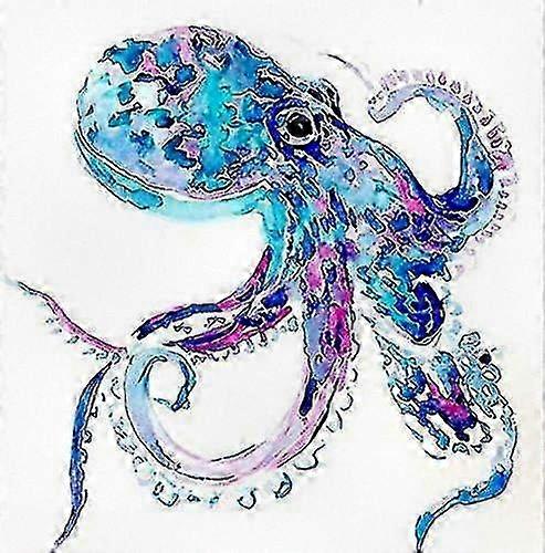 DIY 5D Diamond Painting Kit for Adults with Number Instructions, Embroidery Art Craft for Home Wall Decoration, Full Round Drill Blue Octopu