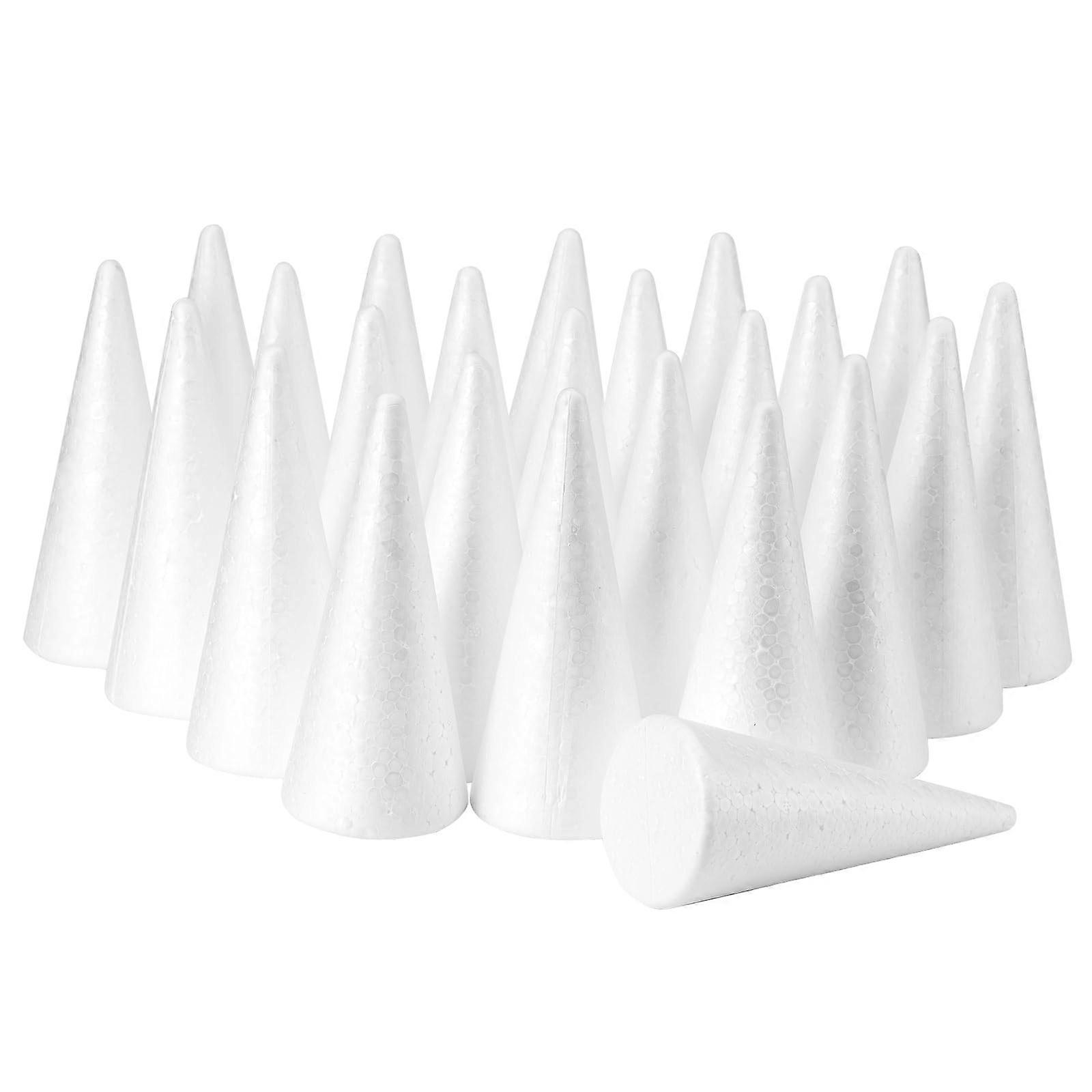 24 Pack Foam Cones for Crafts, Foam Trees Cones, 2.44×5.86 in Cones Shaped Foam for Christmas Decorations, Gnomes, and DIY Art Projects.