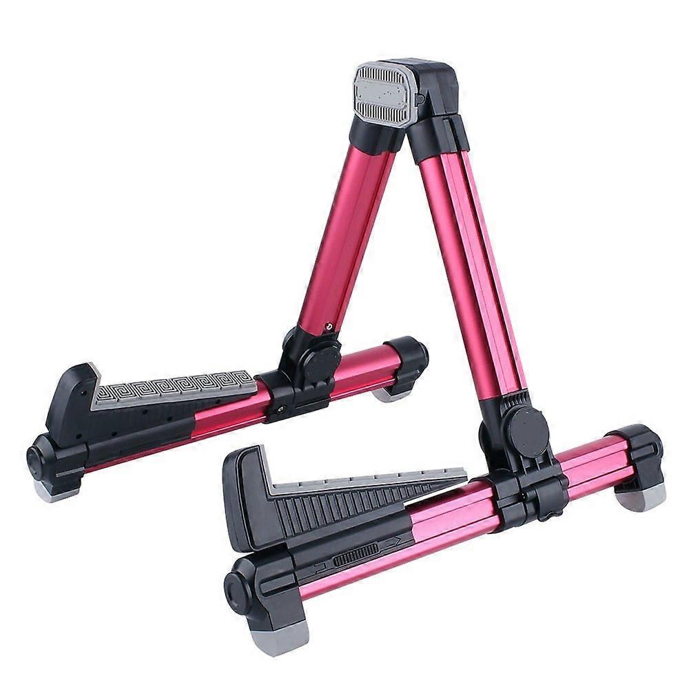 Alumium Alloy AFrame Universal Folding Acoustic Guitar Stand, Suitable for Electric Bass Guitars, Red
