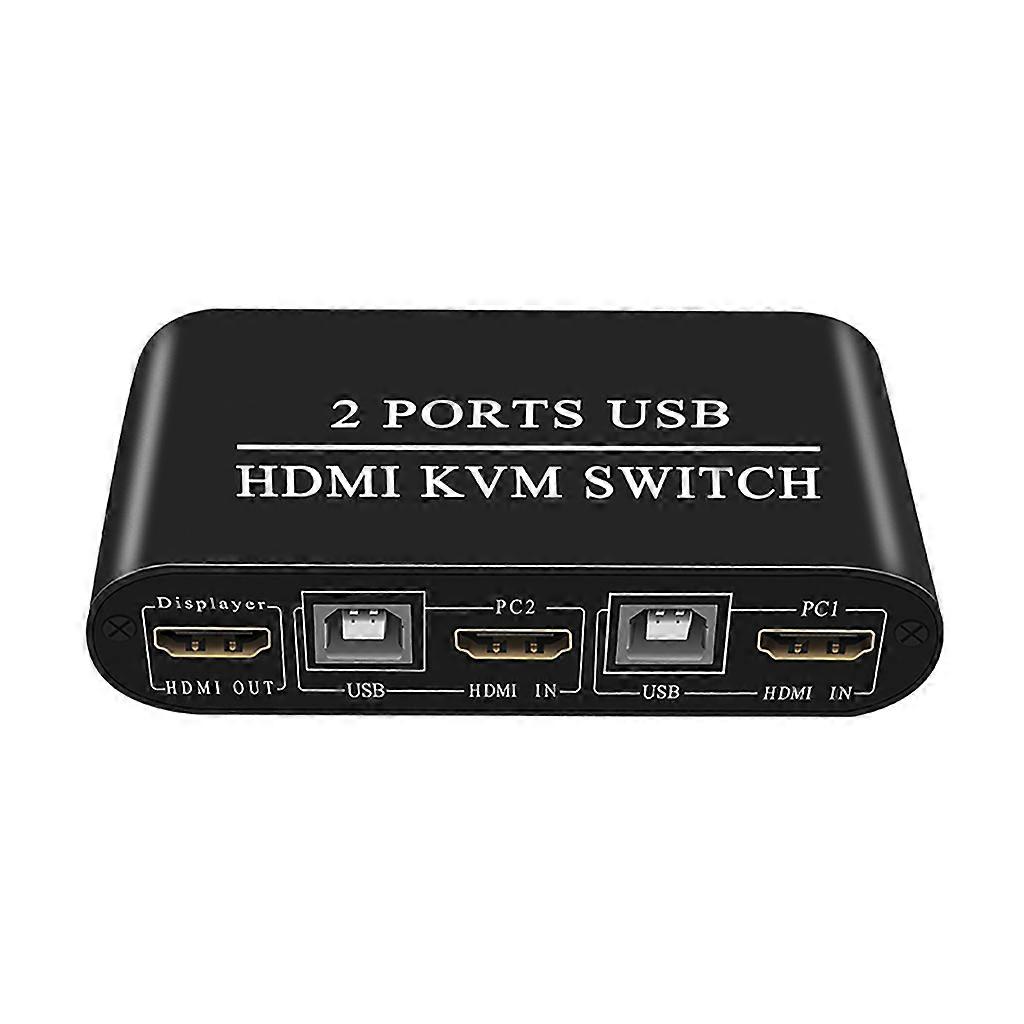 2 Port 4K for HDMI Dual Monitor KVM Switch Adapter Keyboard Video Mouse Peripherals Switcher for Computer Scanner Printe  Black