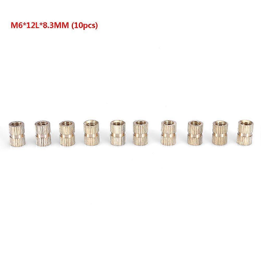 Hohe Qualität (10 Stück) Kupfer eingelegte Kupfer Rändelmutter (M6 * 12L * 8,3 mm)