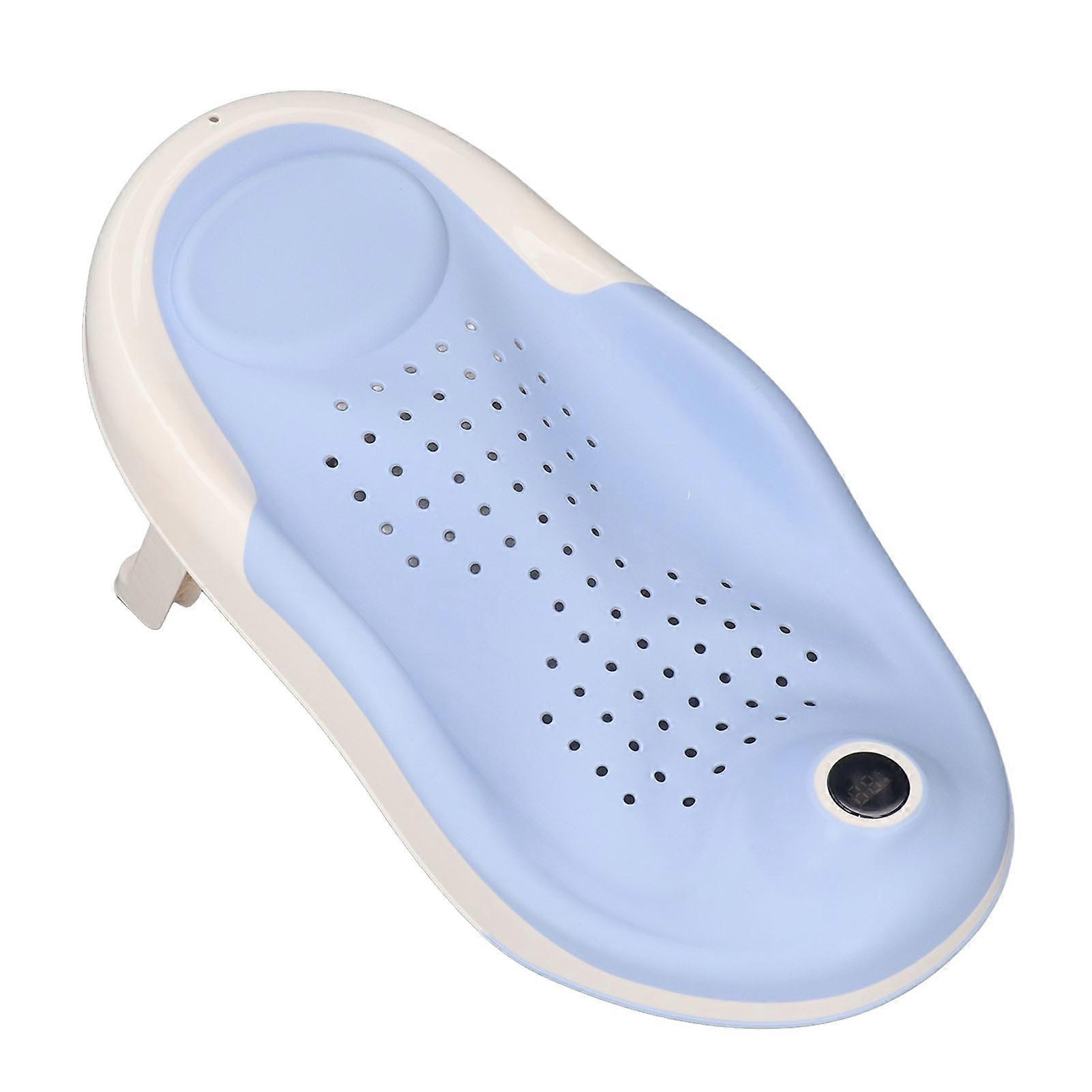 Foldable Baby Bath Support with Thermometer Slip Resistant Ergonomic Infant Bath Support Tub Blue 