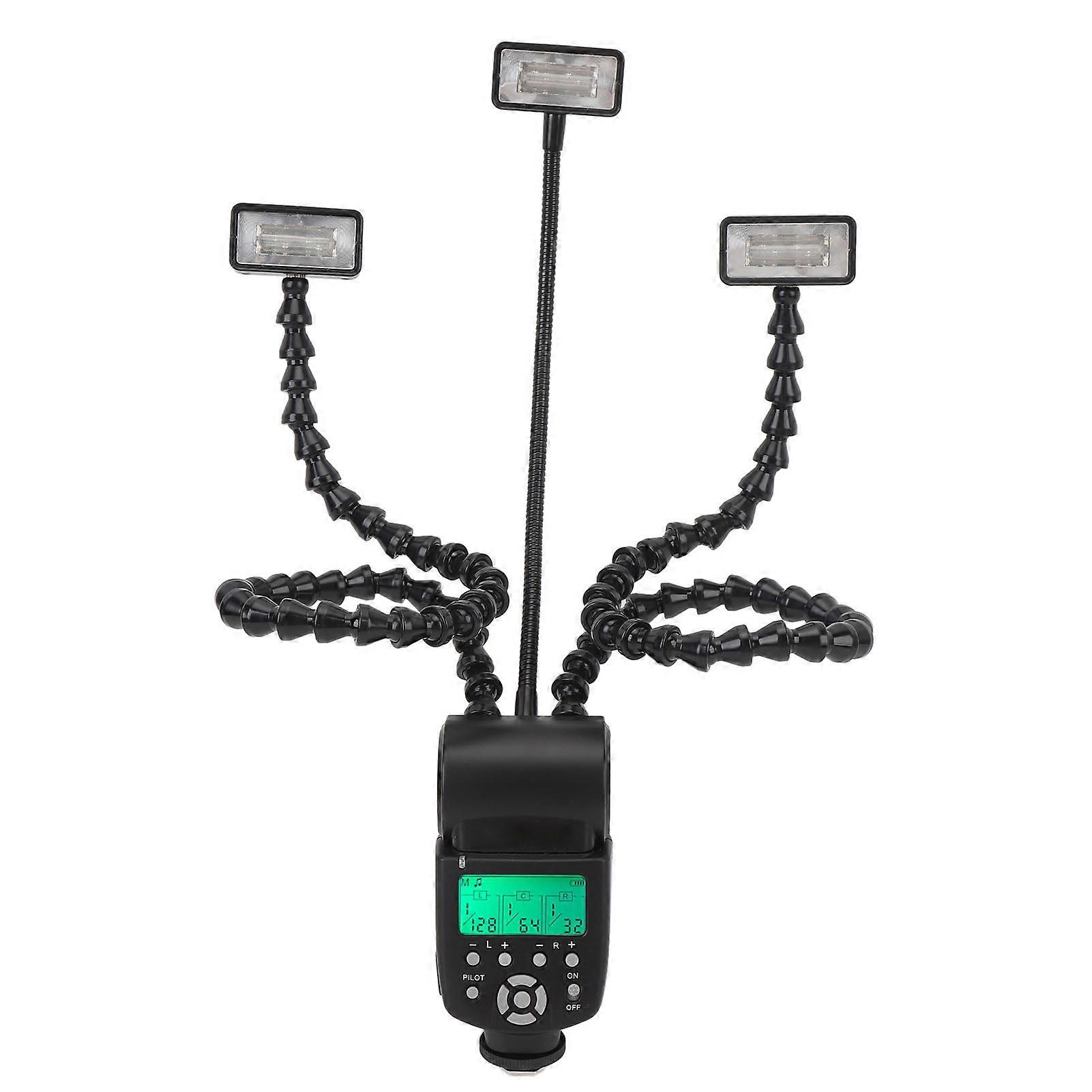 3-Head Flexible Camera Macro Flash - High GN 40 with Adjustable Arms for Versatile Lighting