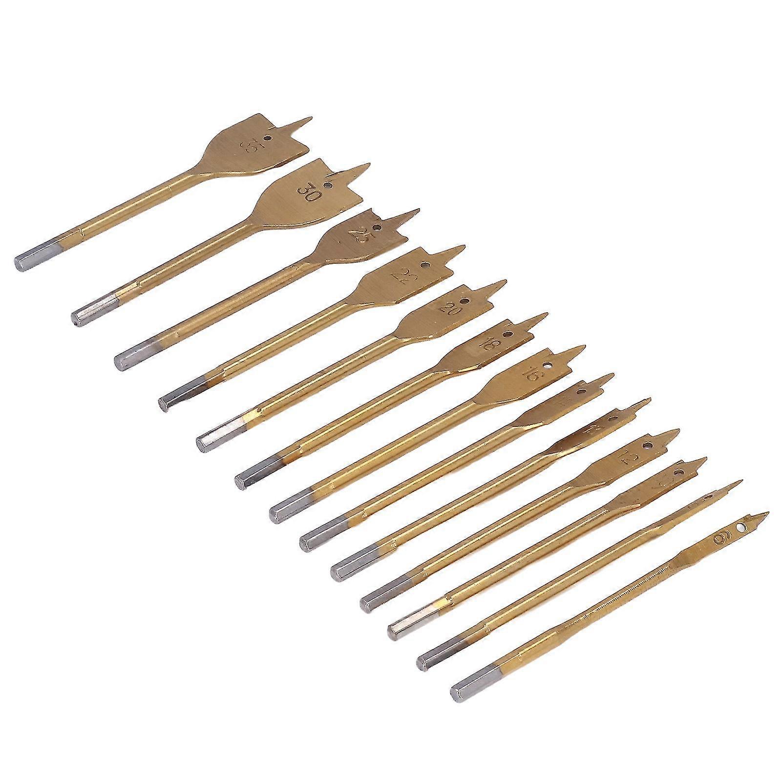 13Pcs Woodworking Flat Bit High Carbon Steel 1/4in Hex Shank Spade Drill Bit Set Hole Cutter 2025