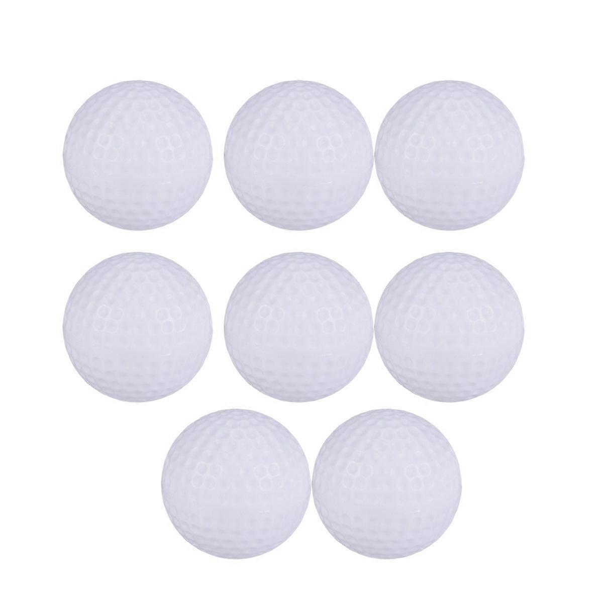 8pcs White Plastic Golf Balls for Indoor Practice – Lightweight, Durable Swing Training Accessories for Golf Enthusiasts and Fun Games