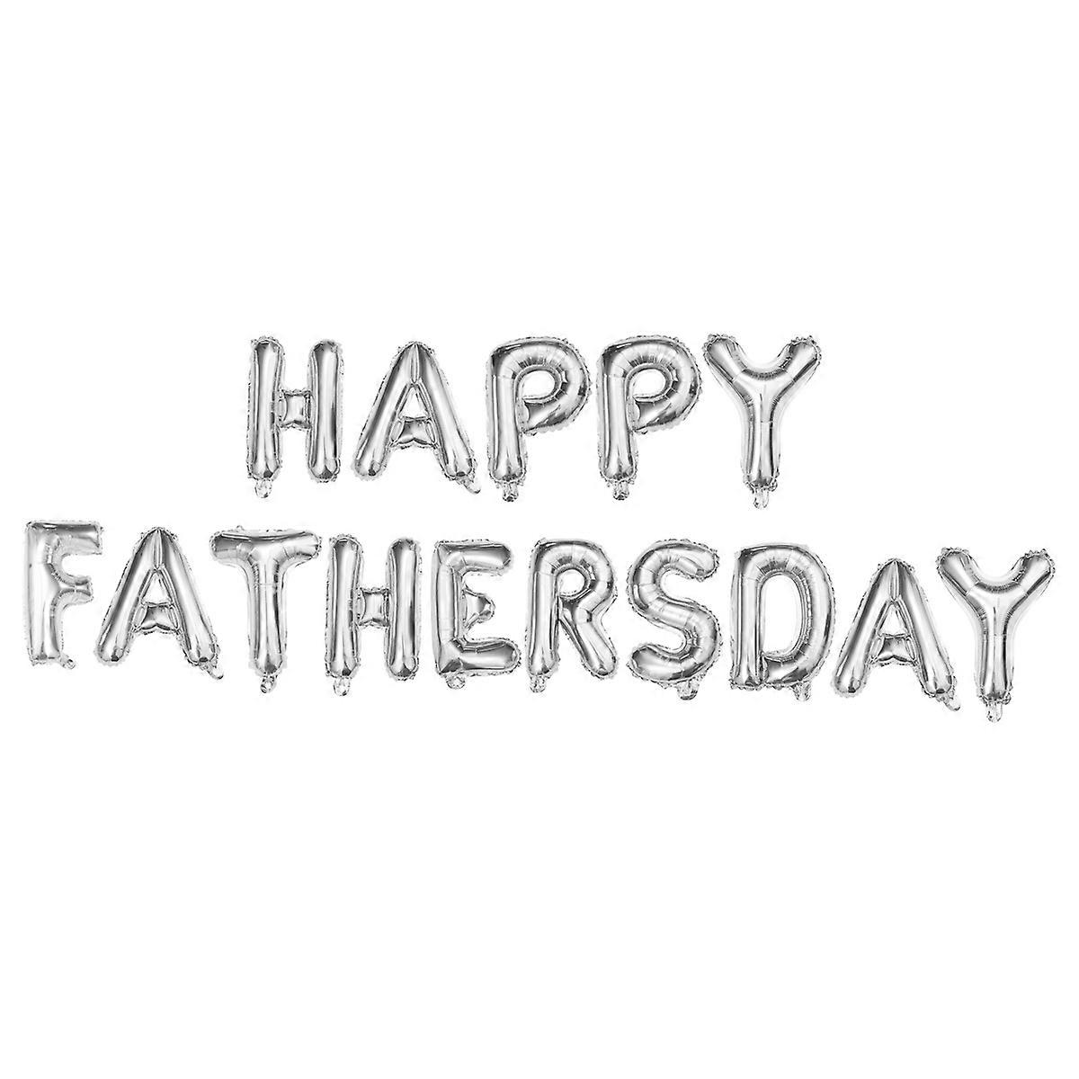 ハッピーファーザーズデーデコレーションアルミホイルバルーンセットシルバー16インチレター型シンプルなデザイン父の日パーティー1セット