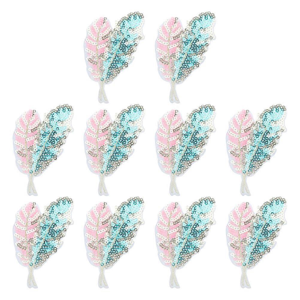 Diy Iron Patches Decorative Coat Patches Leaf Shaped Assorted Color 8.50X5.00X0.20cm Diy Projects 10Pcs