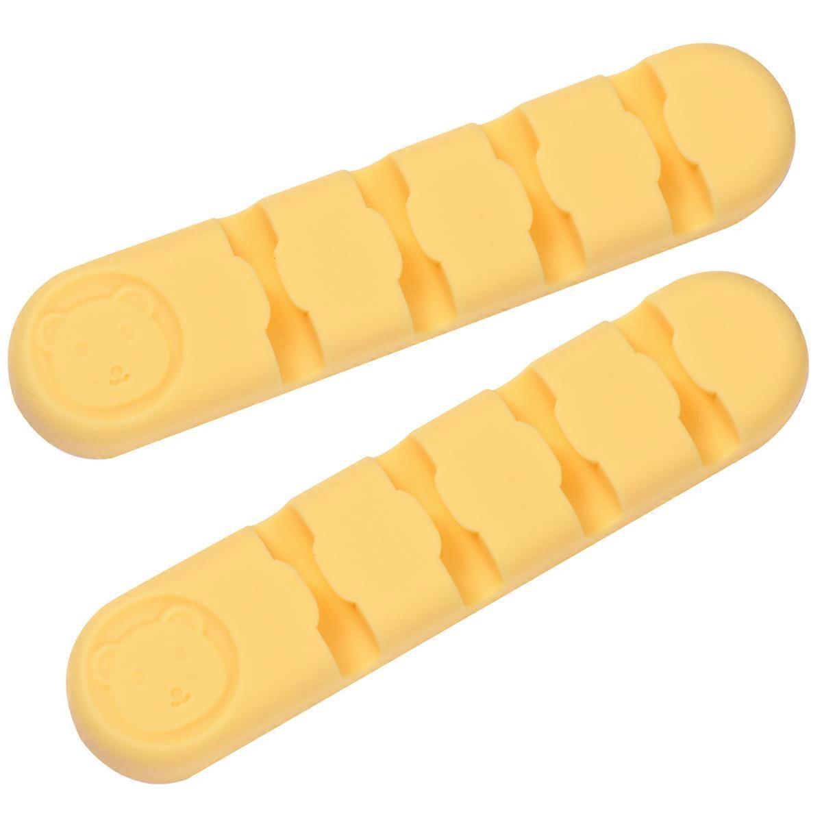 Adhesive Cable Clamp For Desktop Cord Management Yellow 9.2x2CM Wire Organization Self Adhesive 2Pcs