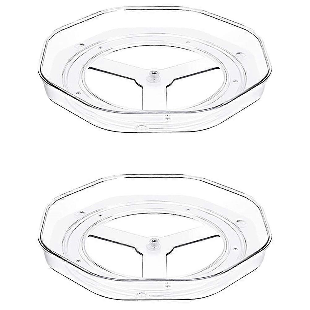 Storage Rack Rotating Spice Tray Kitchen Countertop Seasoning Organizer PP Material Round Shape 9.04X9.04X1.49In 2Pcs