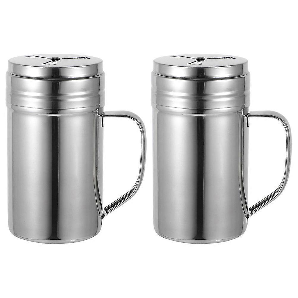 Kitchen Salt Container Elegant Round Shape With Handle Household Condiment Storage 2Pcs