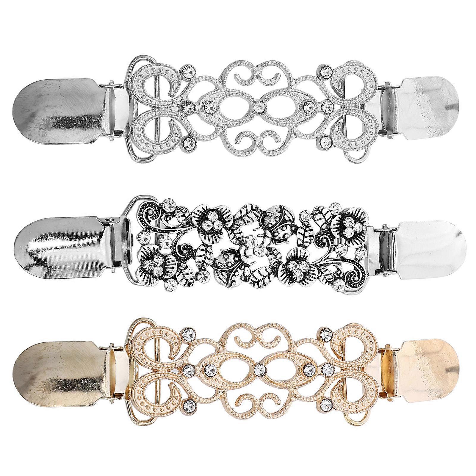 a polished and professional product description for your **3pcs Cardigan Collar Clip with Rhinestone Detail**:
### ✨ Elegant Cardigan Collar