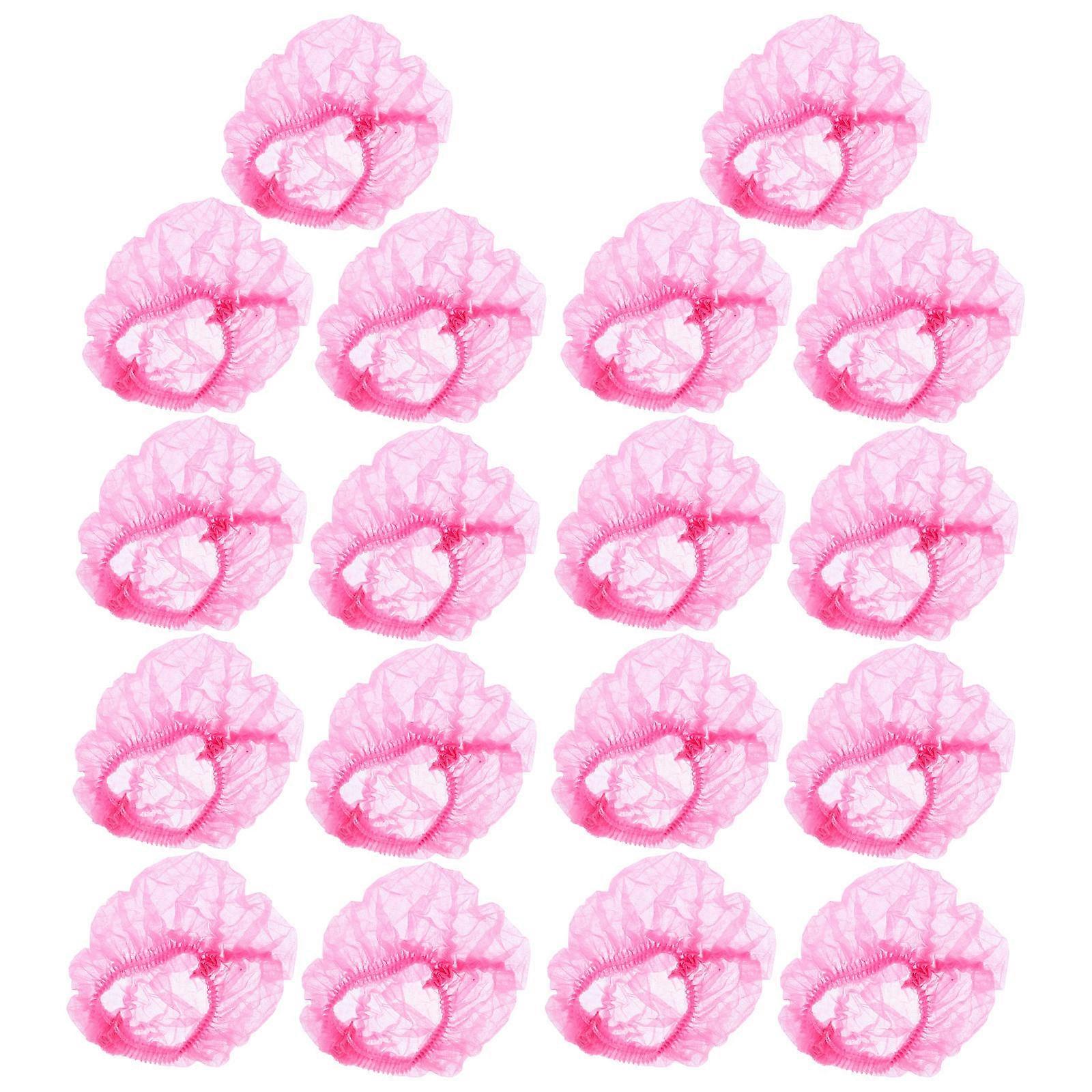 Caps Hair Net Disposable Non-Woven Mesh Caps Pink Round Breathable Comfort 100Pcs For Working