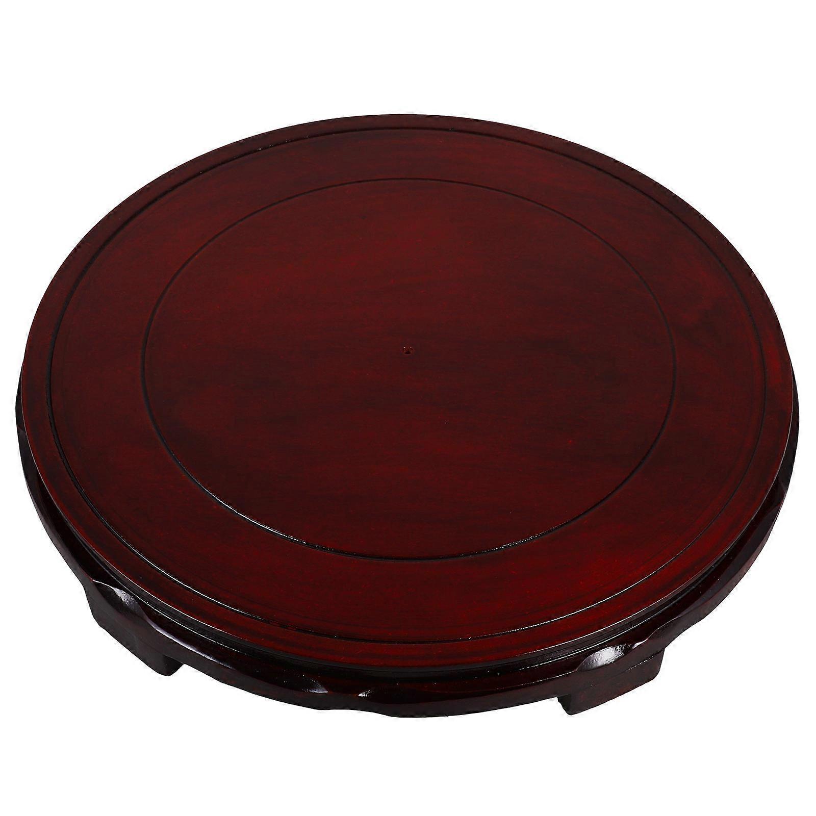 Retro Round Wooden Display Stand Base for Vases, Lamps, Teapots – Sturdy Multi Purpose Home Decor Pedestal for Antiques, Collectibles, and Aquariums