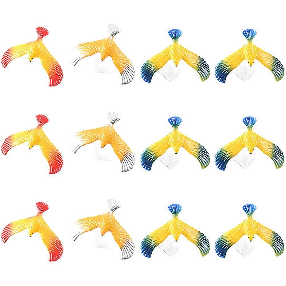 Physics Toy Balanced Bird Toy for Kids School Rewards Assorted Color 5.1X3.5X0.3in Teach Principles of Gravity 12Pcs