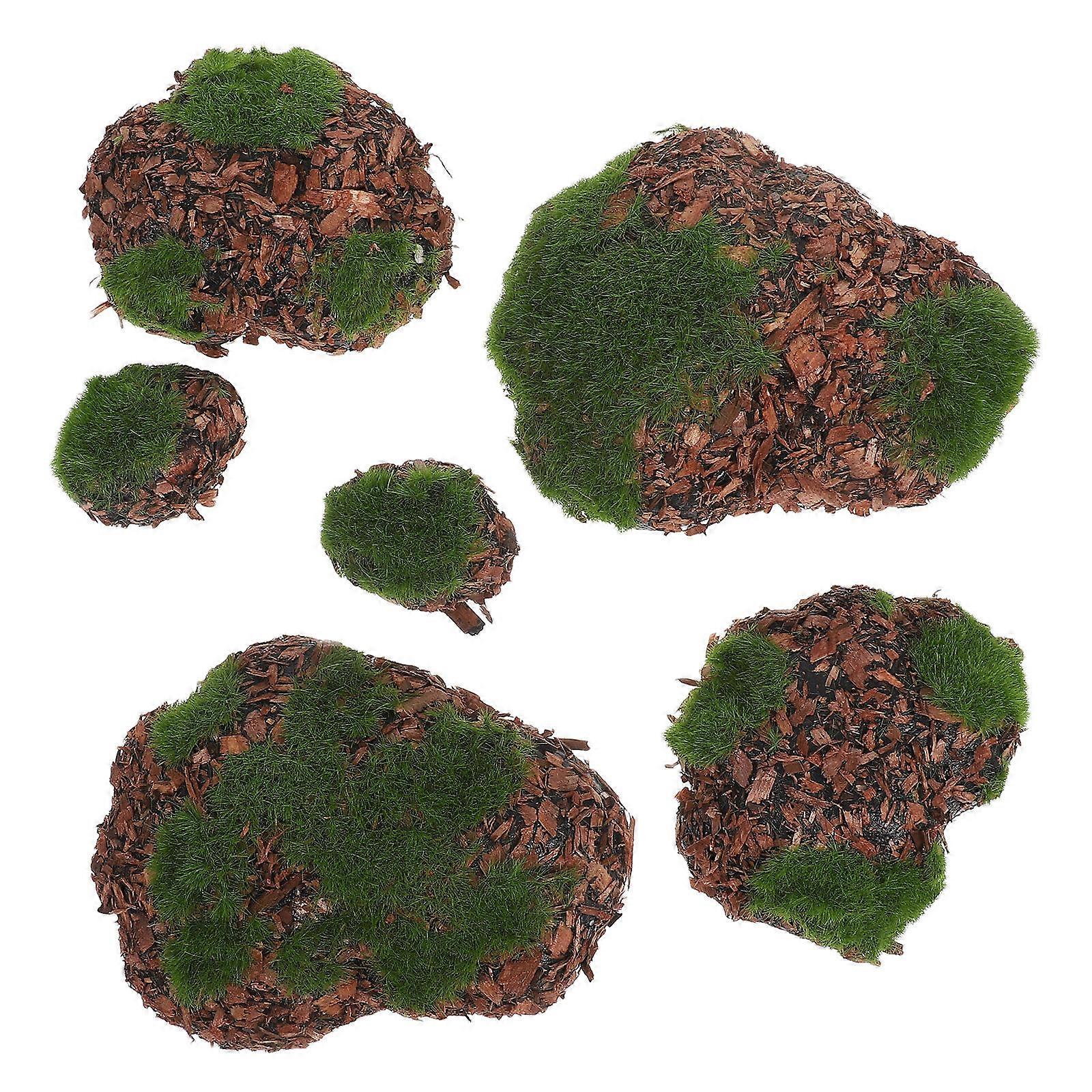 Artificial Moss Stone For Diy Craft Moss Artificial 6Pcs
