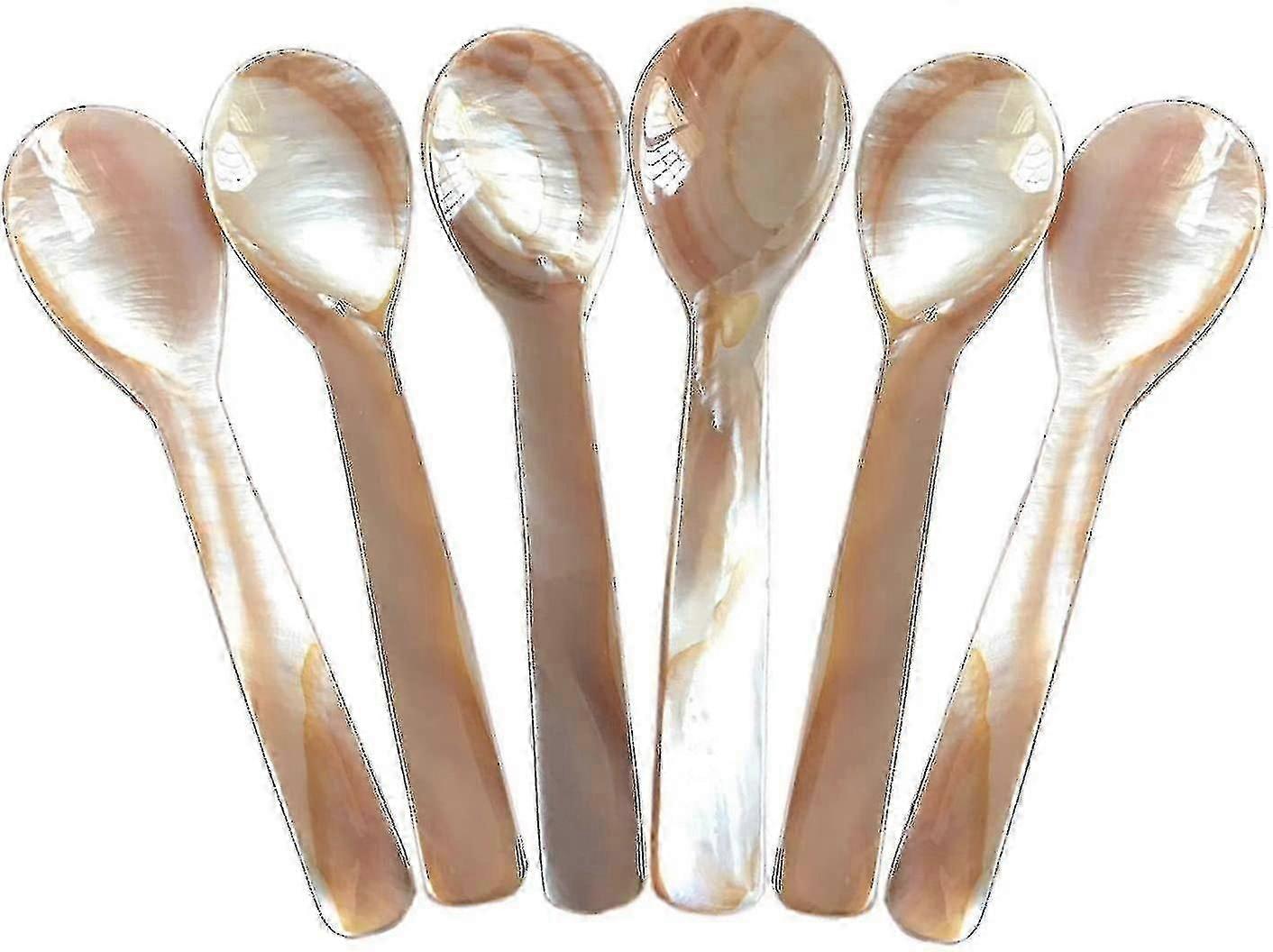 Set Of 6 Mother-of-pearl 9 Cm X 2.2 Cm Mop Caviar Spoons With Round Handle For